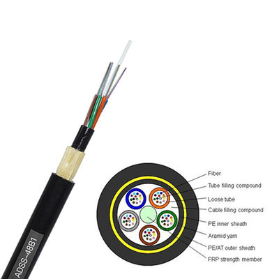 Çift Ceketli 100m Açıklıklı Fiber Optik ADSS Kablosu 48 Çekirdekli Anten