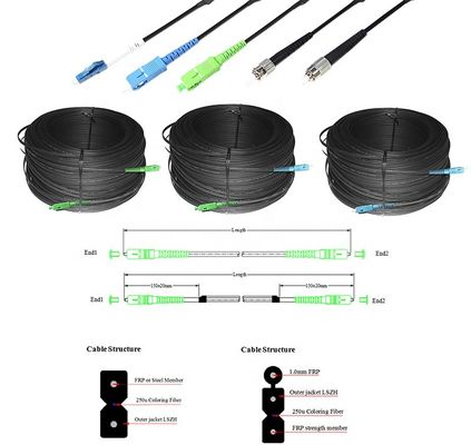 Jumper Dış Mekan FTTH Bırakma Kablosu, G657A Fiber Optik Yama Kablosu