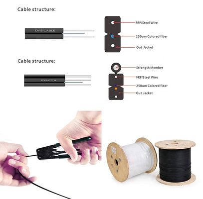 1 2 4 Çekirdekli Fiber Optik İç Mekan/Dış Mekan Düz FTTH Saplama Kablosu