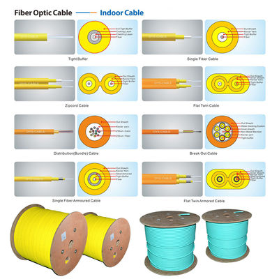 Kaliteli 2 çekirdekli Dubleks 8 Tip Kapalı fiber optik kablo GJFJV