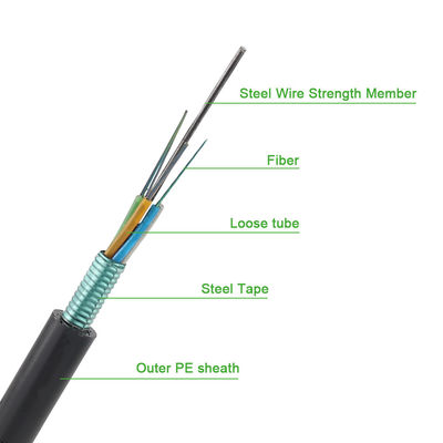 12 ~ 288 Çekirdek Zırhlı Optik Fiber Kablo Dış Mekan Fiber Optik GYTS Kablosu