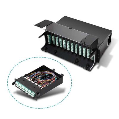 Yüksek Yoğunluklu Fiber Optik Yama Paneli 19 İnç 1U MPO MTP-LC 24F 10G 40G