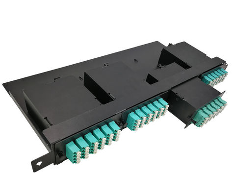 144 Çekirdek 19&quot; 1U MTP Fiber MPO Bağlantı Paneli, 4 adet OM3 MTP-LC Kasetli