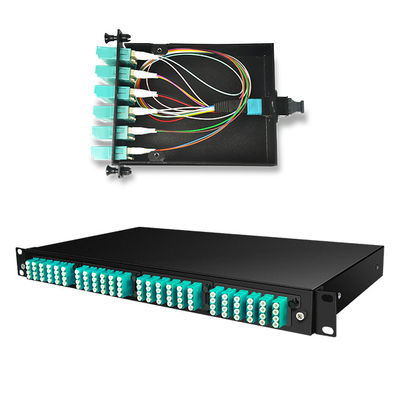 144 Çekirdek 19&quot; 1U MTP Fiber MPO Bağlantı Paneli, 4 adet OM3 MTP-LC Kasetli