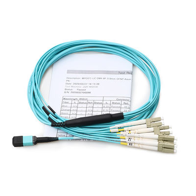 8 Çekirdekli 12 Çekirdekli Fiber Kablo Yama Kablosu Erkek Dişi Çıkış Koparma MPO MTP'den LC'ye