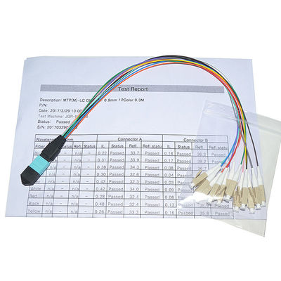 Özelleştirilmiş 12 Çekirdekli 0.9mm MPO Fiber Yama Kablosu Tekli Mod 1M Çıkış