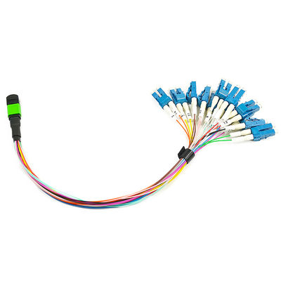 Özelleştirilmiş 12 Çekirdekli 0.9mm MPO Fiber Yama Kablosu Tekli Mod 1M Çıkış
