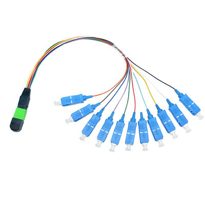 Özelleştirilmiş 12 Çekirdekli 0.9mm MPO Fiber Yama Kablosu Tekli Mod 1M Çıkış
