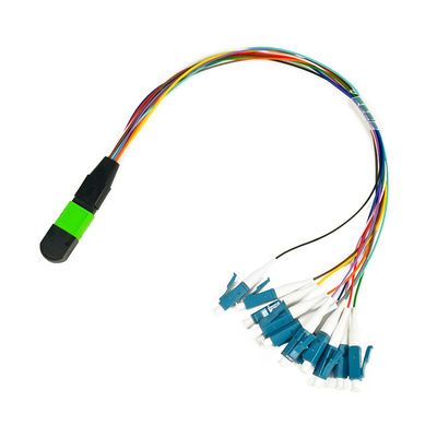 Özelleştirilmiş 12 Çekirdekli 0.9mm MPO Fiber Yama Kablosu Tekli Mod 1M Çıkış