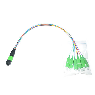 Özelleştirilmiş 12 Çekirdekli 0.9mm MPO Fiber Yama Kablosu Tekli Mod 1M Çıkış